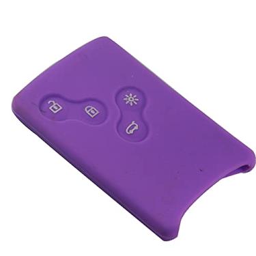 Imagem de YJADHU Controle remoto de silicone 4 botões masculino feminino chaveiro capa de chave de carro, apto para Renault Clio Logan Megane 2 3 Koleos Scenic, roxo