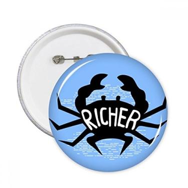 Imagem de Emblema de botão redondo natural com desenho de caranguejo preto, 5 peças