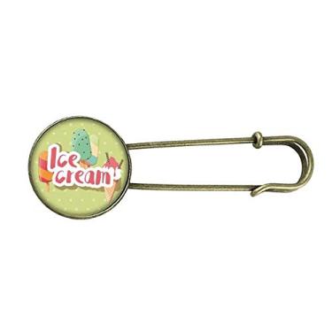 Imagem de Picolé verde doce sorvete padrão retrô broche de metal clipe jóias
