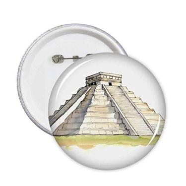 Imagem de El Castillo em alfinetes mesoamericanos emblema botão decoração acessório 5 peças