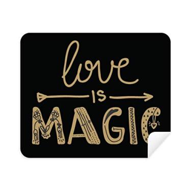 Imagem de DIYthinker Limpador de tela Love Is Magic Gold Quote Style Pano de limpeza de tela, 2 peças, tecido de camurça