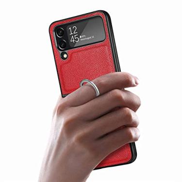 Imagem de Capa fosca antiderrapante para anel de dedo para Samsung Galaxy Z Flip 4 5G Flip4 Flip3 Flip 3 Zflip4 Capa antiderrapante para celular, vermelha, para Samsung Z Flip 4