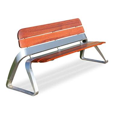 Imagem de KIZQYN Banco de jardim banco ao ar livre cadeira de descanso para 3 pessoas banco de aço inoxidável simples com encosto 70 polegadas ferramenta de lazer ao ar livre com ripas de madeira bancos ao ar livre (cor: latão)