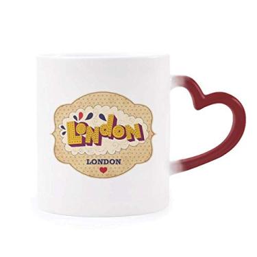 Imagem de Umbrella UK London Stamp British Heat Sensitive Mug Red Color Changing Grés Cup