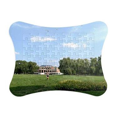 Imagem de Moldura de quebra-cabeça Fotografia Green Planting Park Jogo de cartas de papel Casa