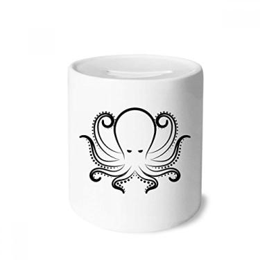 Imagem de DIYthinker Caixa de moedas preta branca polvo padrão de vida marinha caixa de cerâmica porta-moedas presente de cofrinho