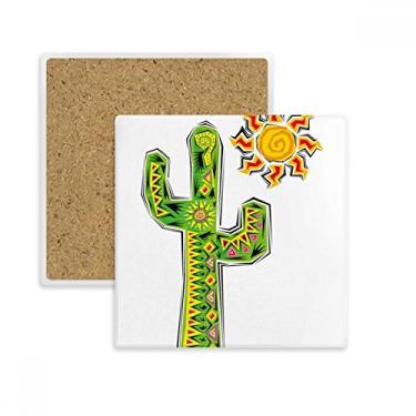 Imagem de Porta-copos quadrado com elemento de cultura do México pintado à mão