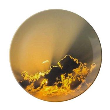 Imagem de Sky Sunshine Prato decorativo de nuvens laranja escuro Salver talheres Prato de jantar