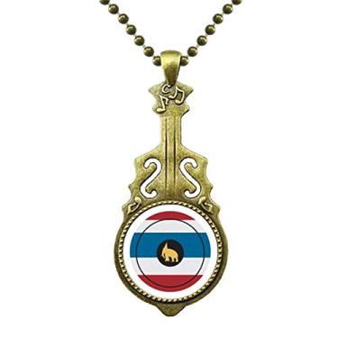 Imagem de DIYthinker Colar com escudo de elefante feito na Tailândia feito na Tailândia com pingente de guitarra antiga