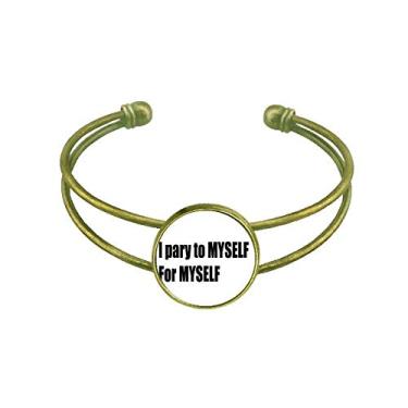 Imagem de Bracelete "Pray To Myself For Myself", joia retrô de punho aberto