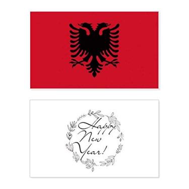 Imagem de Bandeira nacional da Albânia Europa país ano novo festival cartão felicitações Bless mensagem presente