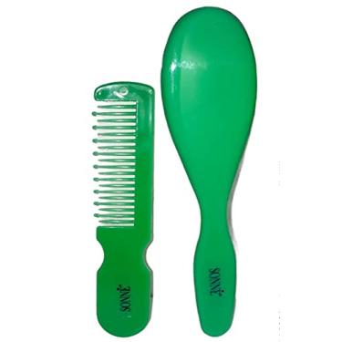 Imagem de Sonne Kit Pente E Escova De Cabelo Para Bebê Verde