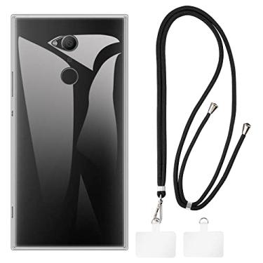 Imagem de Shantime Capa Sony Xperia XA2 Ultra + cordões universais para celular, pescoço/alça macia de silicone TPU capa protetora para Sony Xperia XA2 Ultra (6 polegadas)