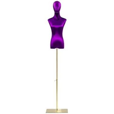 Imagem de Manequim Feminino Vestido Forma Torso Manequim Com Cabeça Altura Ajustável Corpo Manequim Com Base Quadrada Para Costurar Roupas Exibição De Jóias,Roxo,M/MÉDIO,Bonny369