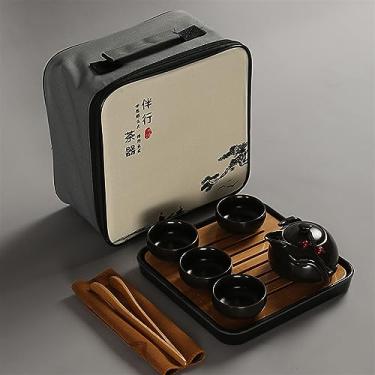 Imagem de Conjunto de chá chinês/japonês novo presente de chá chinês conjunto de chá de viagem conjunto de chá kung fu bule de chá portátil chá de porcelana Gaiwan xícaras de chá de cerimônia de chá ferramenta de chá portátil conjunto de chá conjunto de presente de chá (tamanho: preto 8