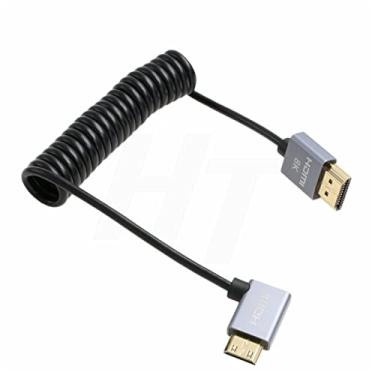 Imagem de HangTon Cabo HDMI para Mini HDMI 4K 120fps 8K 60fps para Canon EOS R RP 5DIV ATOMOS Ninja V Shinobi Nikon Z6 D750 Sony XR50 NEX Portkeys BM5 Monitor Tipo A C 2.1 Ângulo Esquerdo Espiral
