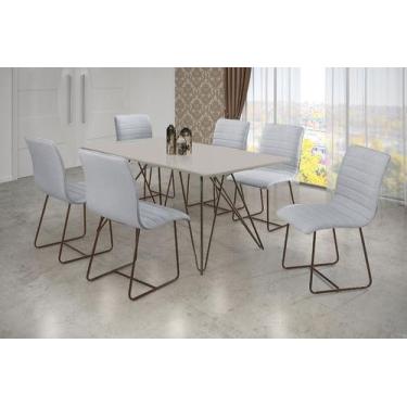 Imagem de Sala De Jantar Retangular Completa 6 Cadeiras 1,60X0,90M - Íris - Cm D
