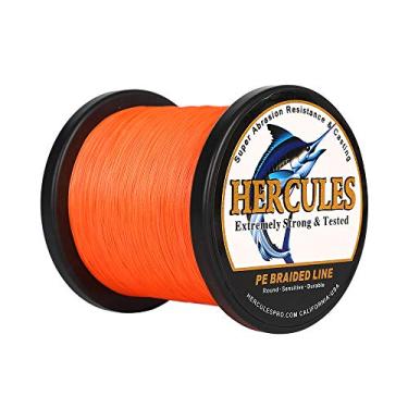 Imagem de Hercules Linha de pesca trançada super forte 4 fios super econômico de 1,8 kg a 2,3 kg Teste para água salgada, 109/328 / 547/1094 jardas (100 m / 300 m / 500 m / 1000 m), Diam# 0,08 mm - 0,55 mm Laranja, 70LB(31.8KG)-0.44MM-1094YDS(1000M)