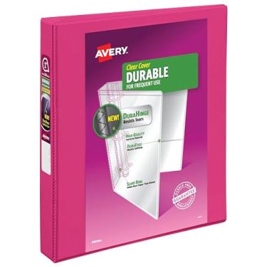 Imagem de Avery Fichário durável com 3 anéis, anéis inclinados de 2,5 cm, 1 pasta rosa (17830)