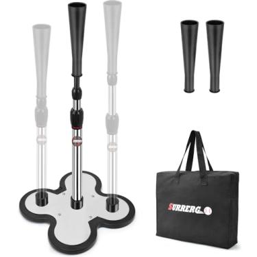 Imagem de Surrergo Camiseta de beisebol portátil de beisebol e softbol de 3 posições para serviço pesado. Base pesada de 4,5 kg. Camiseta profissional de golpe para beisebol/softbol. Ajuste de altura fácil (66 cm - 109 cm)