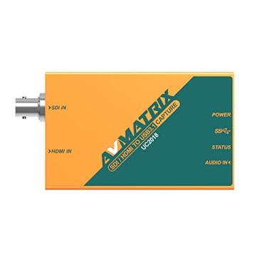 Imagem de AVMATRIX Placa de captura de vídeo UC2018 HDMI/SDI com USB 3.0 Tipo-C 1080P 60FPS, velocidade de transmissão descompactada, detecção automática de sinal de entrada para transmissão ao vivo
