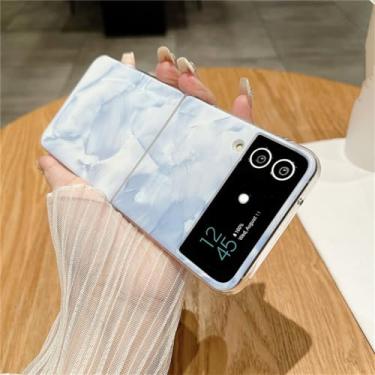 Imagem de Capa de telefone com pintura a óleo Splash Ink para Samsung Z Flip5 Zflip3 Flip4 Capa ultrafina de ondulação de água para Galaxy ZFlip 4 3 Z Flip 5, azul celeste, para Samsung Z Flip5
