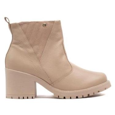 Imagem de Bota Feminina Comfortflex Salto Grosso Bege-Feminino