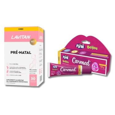 Imagem de KIT HIDRATANTE LABIAL FINI BEIJOS CARMED + MULTIVITAMINICO LAVITAN PRE NATAL CIMED