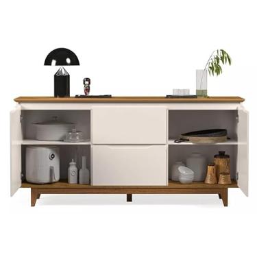Imagem de Aparador Buffet Moderno Armário 2 Portas 2 Gav Cor - Rede M (Offwhite/Freijó)