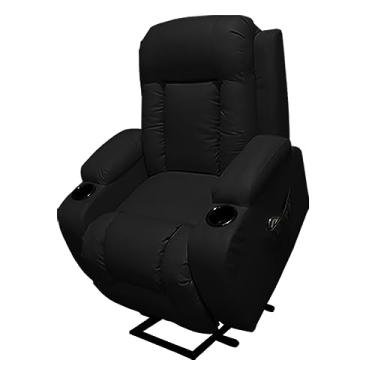Imagem de Poltrona do Papai Miami Elevação Lift 150º Massagem Aquecimento Idoso PU Preto G31 - Encantum