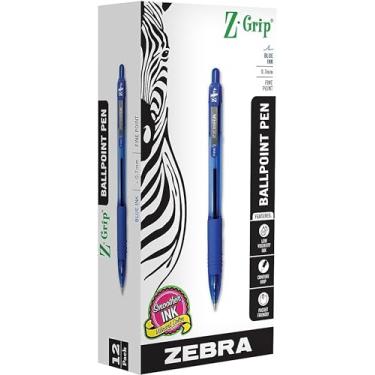 Imagem de Zebra Caneta esferográfica retrátil Z-Grip, ponta fina, 0,7 mm, tinta azul, pacote com 12 (23920)
