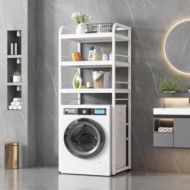 Imagem de Prateleira de suporte de metal de 3 camadas sobre a máquina de lavar/toalete, grande banheiro, lavadora, secadora, organizador, prateleira, prateleira para lavanderia, preto + branco, tama