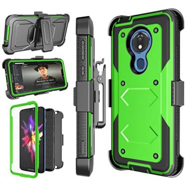 Imagem de Njjex Capa para Moto G7 Power/Motorola G7 Supra/XT1955/Moto E5 Plus/E5 Supra Case [Nbeck] Proteção de tela integrada resistente com trava robusta e presilha giratória com clipe de cinto capa dura - Verde
