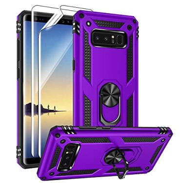Imagem de Androgate Capa para Samsung Galaxy Note 8 com protetores de tela PET 3D, suporte de anel de metal de grau militar com suporte de 4,5 m, capa à prova de choque testada contra quedas para Samsung Galaxy