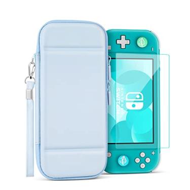 Imagem de TNP Estojo de transporte para Nintendo Switch Lite, azul claro – capa de viagem portátil fofa Kawaii, bolsa protetora para transporte de armazenamento para meninas com protetor de tela, suporte para cartucho de 10 jogos