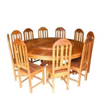 Imagem de Jogo De Mesa Bruna Em Madeira De Demolição Com Prato Giratório - Cód 1