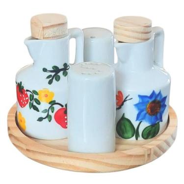 Imagem de Kit Galheteiro 5 pçs - Porcelana decorada - Antilope Decor Porcelanas