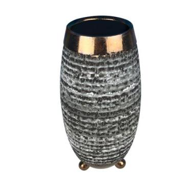 Imagem de Vaso de Cerâmica Grande Cinza para Plantas Decoração 32cm - Zona Livre