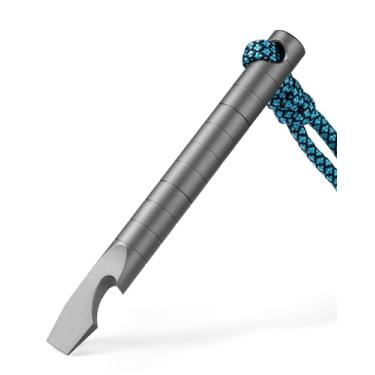 Imagem de TISUR Chaveiro multiferramentas, ferramenta de barra de titânio EDC com abridor de garrafa/caixa, chave de fenda de cabeça chata, régua, presente de dia dos pais para o pai (1 abridor de garrafa