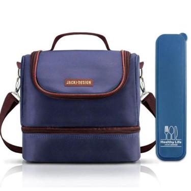 Imagem de Bolsa Térmica Marmita Lancheira Necessaire 2 Divisórias Compartimentos