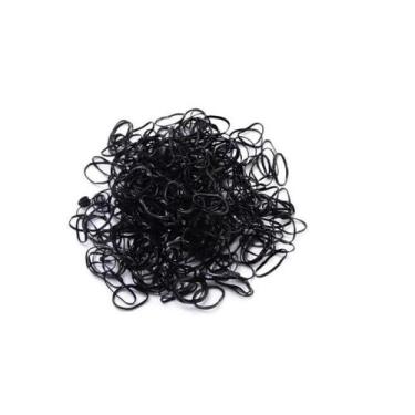 Imagem de Kit 600 Elásticos de Silicone infantil para Cabelo Preto resistente - 