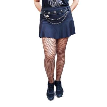 Imagem de Kit Cinto Feminino Punk Rock com Ilhós e Corrente Dupla + Meia Calça A