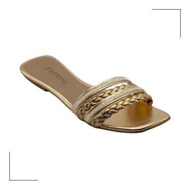 Imagem de Sandália Rasteirinha Slide Blogueira Rasteira Com Brilho - FootFlex, 3