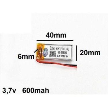 Imagem de (2pcs)bateria  3,7v   600mah 6mm X 20mm X 40mm   602040 - KMIG