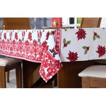 Imagem de Toalha de Mesa Natal Festiva Retangular Luxo Tamanhos Variados Oxford 