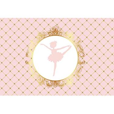 Imagem de Leyiyi 1,5 x 0,9 m abstrato menina bailarina em vestido tutu dançando rosa dourado pano de fundo chá de bebê festa de aniversário bolo sobremesa decoração de mesa poliéster adereços de estúdio