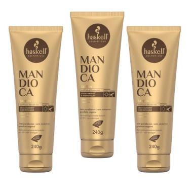 Imagem de Kit Com 3 Leave In Mandioca Haskell  Creme De Pentear 240g