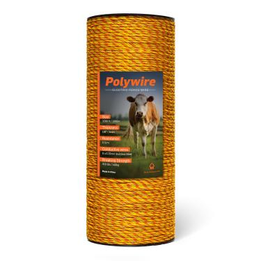 Imagem de Cerca elétrica Polywire 1/20.3 cm com 9 fios de aço inoxidável - cerca de arame de alta visibilidade para cavalos, gado, gado - Esgrima portátil com resistência a UV e ferrugem - 999 m