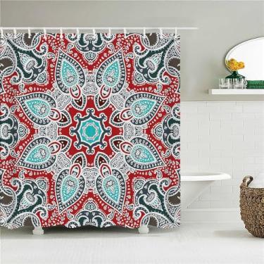 Imagem de Cortina de chuveiro à prova d'água Cortinas de banheiro Tela de banho de poliéster Decoração de banheira com 12 ganchos, 1691M, L210xA180cm