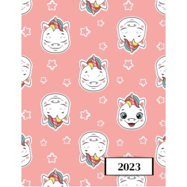 Imagem de 2023: Agenda semainier au format A4 - Année civile (Janvier à Décembre 2023) - Intervalles d'1h (7h-22h) - Contacts, jours fériés, mots de passe, ... - Une semaine sur deux pages